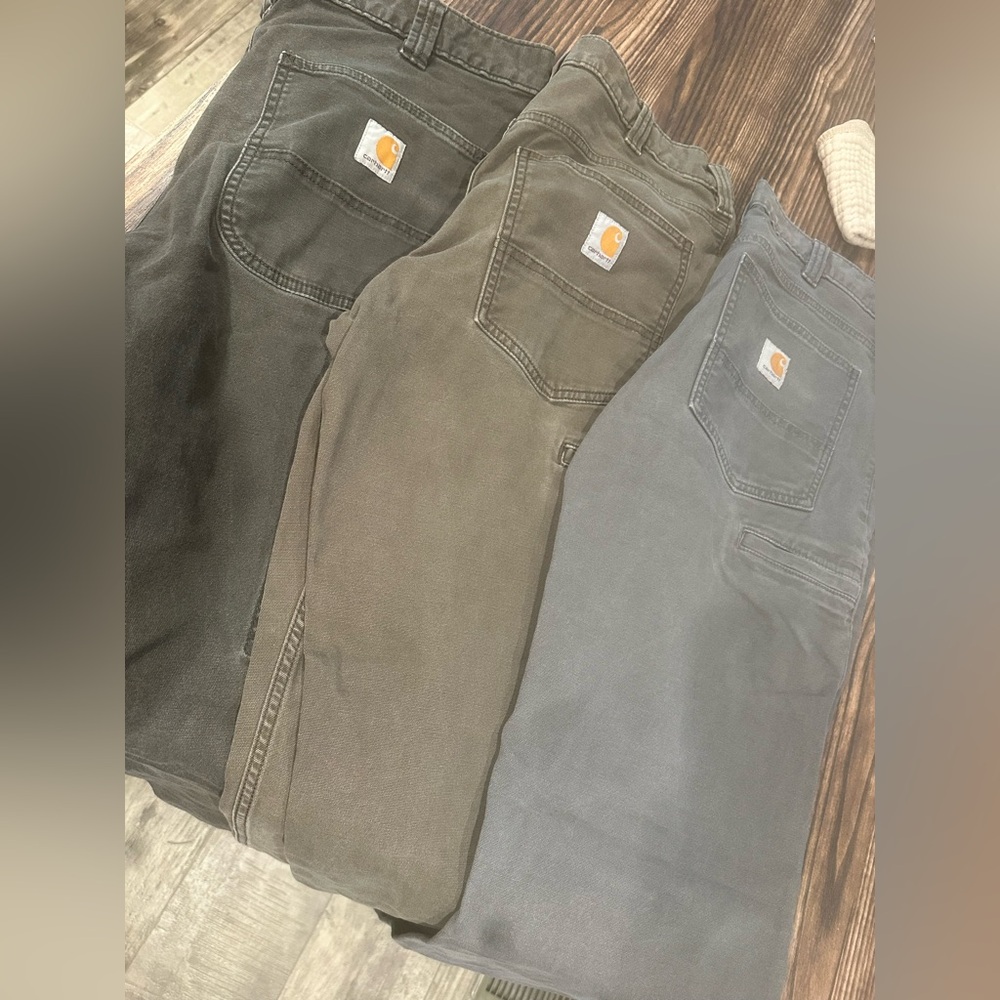 Carhartt Canvas Work Pants 3 pc lot - Olive, Brown, Slate 32x32